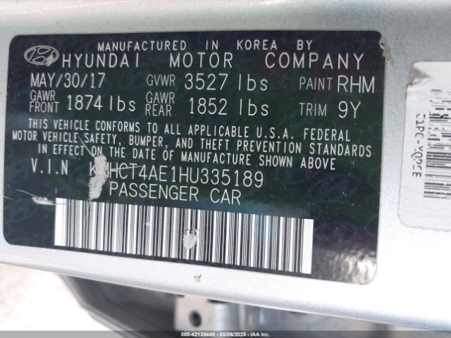 KMHCT4AE1HU335189 Hyundai ACCENT SE