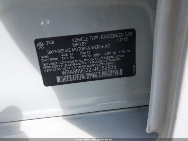 WBA8B9G32HNU52805 BMW 330I
