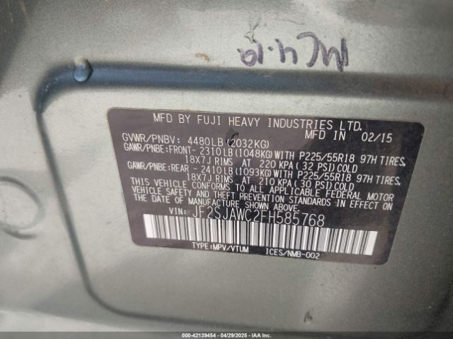 JF2SJAWC2FH585768 Subaru Forester 2.5i Touring