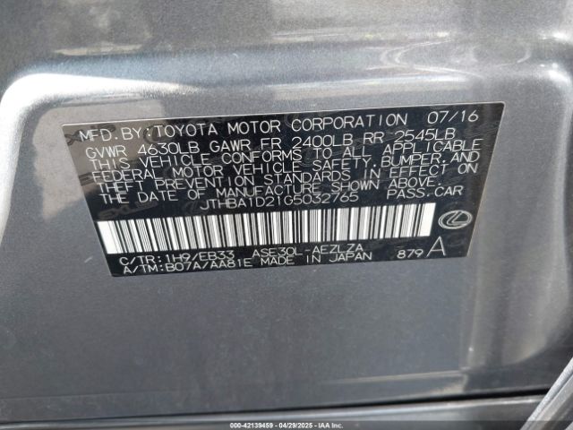 JTHBA1D21G5032765 Lexus IS 200T