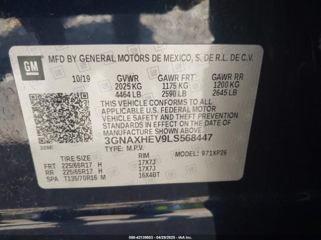 3GNAXHEV9LS568447 Chevrolet Equinox Fwd Ls