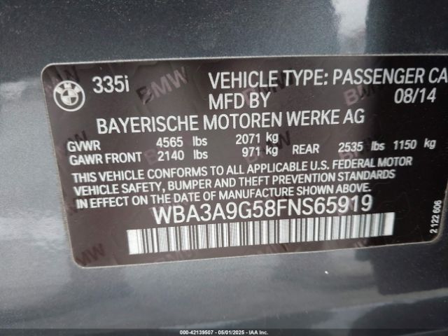 WBA3A9G58FNS65919 BMW 335i