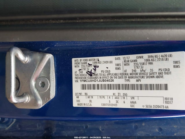 Ford ESCAPE SEL 2018 1FMCU0HD1JUB04026 Image 9