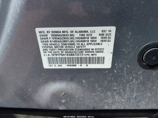5FNYF6H1XGB072272 Honda j35y6