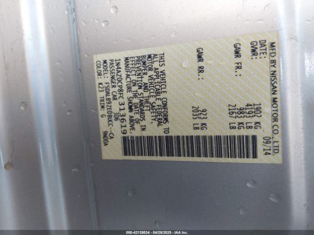 1N4AZ0CP8FC313619 Nissan LEAF S