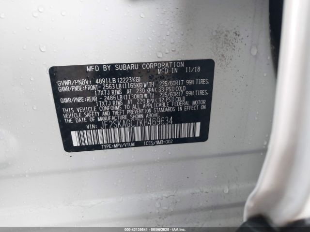 JF2SKAGC7KH469634 Subaru Forester Premium
