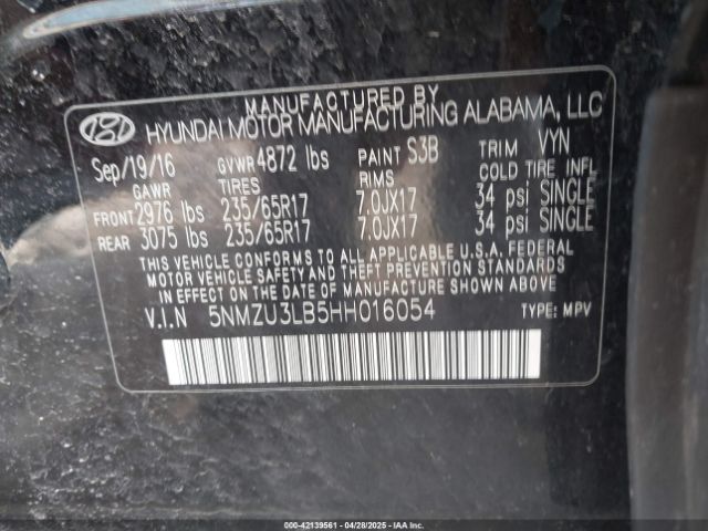 5NMZU3LB5HH016054 Hyundai Santa Fe Sport 2.4l