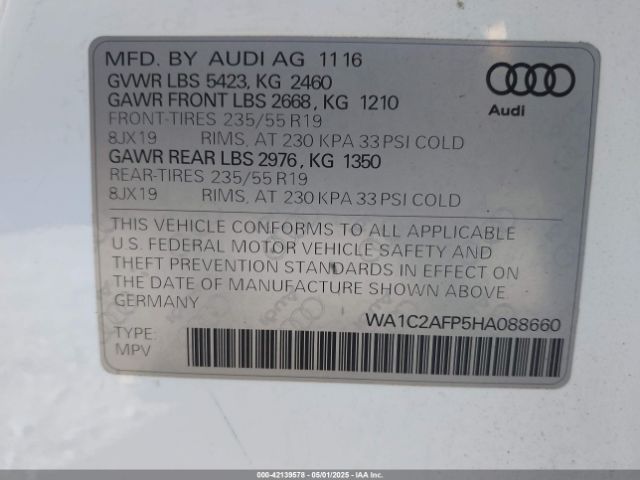 2017 AUDI Q5 WA1C2AFP5HA088660 Photo 8