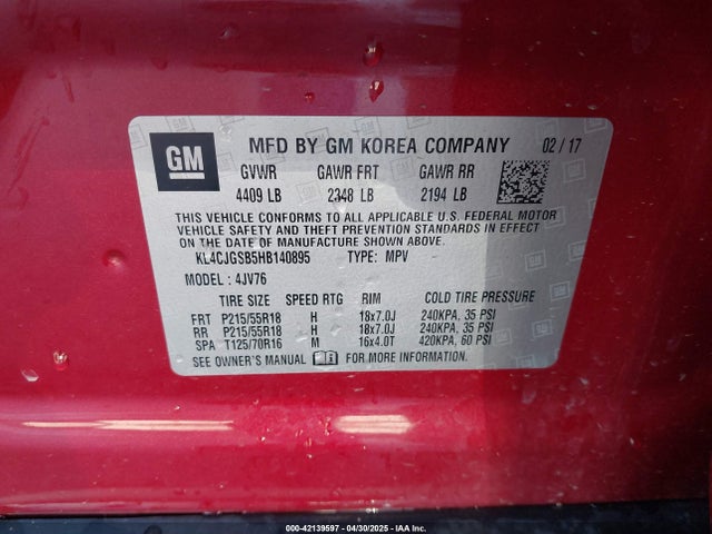 KL4CJGSB5HB140895 Buick Encore Essence