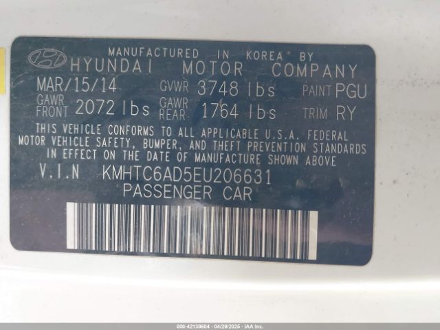 KMHTC6AD5EU206631 Hyundai dohc gdi gamma