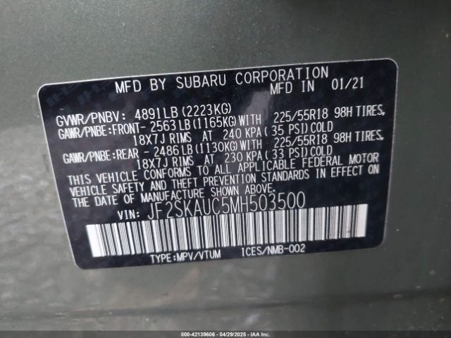 JF2SKAUC5MH503500 Subaru Forester Limited