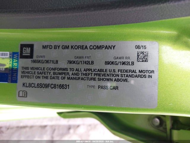 Chevrolet Spark Ev 2lt 2015 KL8CL6S09FC816631 Image 9