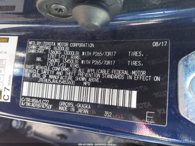 JTEBU5JR4J5483600 Toyota 1gr-fe