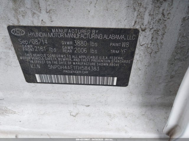 Hyundai ELANTRA SE 2015 5NPDH4AE1FH584383 Image 9