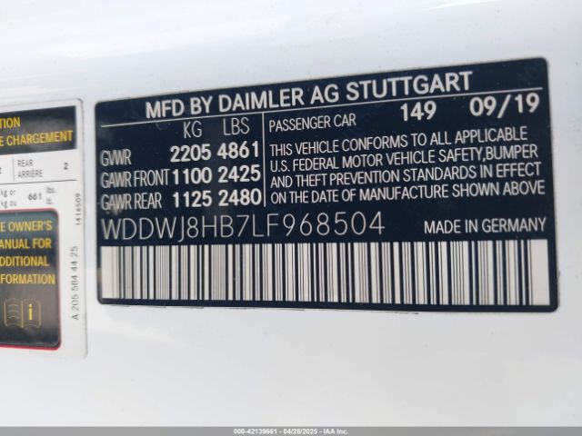 WDDWJ8HB7LF968504 Mercedes-Benz Amg C 63 S