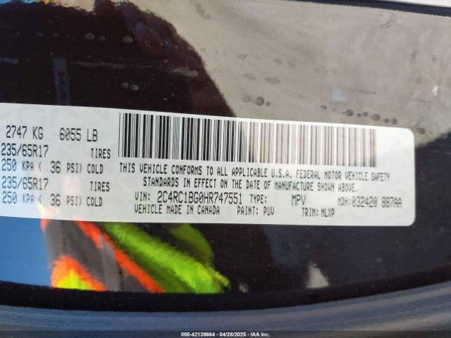 2C4RC1BG0HR747551 Chrysler Pacifica Touring-l