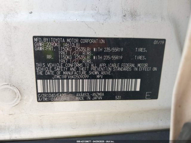 JTMC1RFV6KD509099 Toyota Rav4 Xle Premium