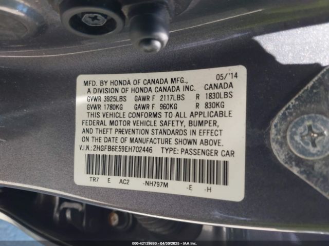 2HGFB6E59EH702446 Honda CIVIC SI