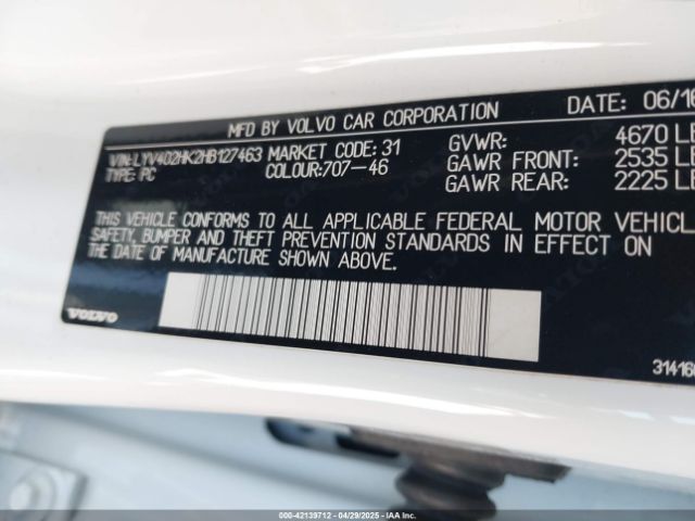 LYV402HK2HB127463 Volvo S60 Inscription T5