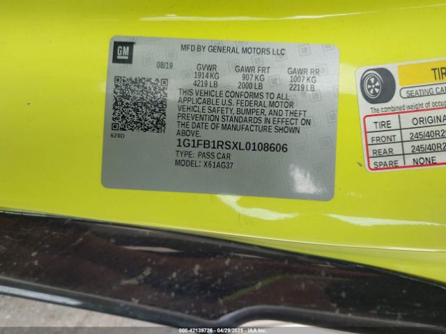 1G1FB1RSXL0108606 Chevrolet Camaro