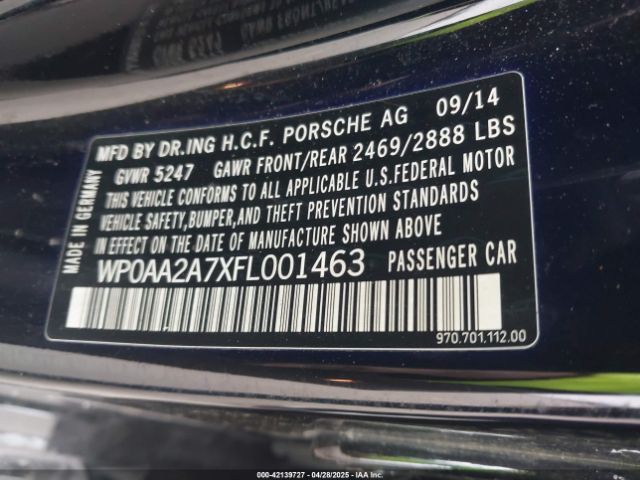 2015 PORSCHE PANAMERA WP0AA2A7XFL001463 Photo 8