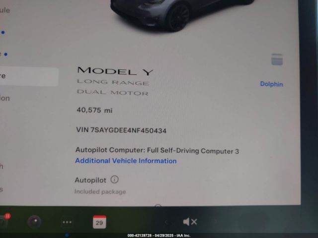 7SAYGDEE4NF450434 Tesla Model Y Long Range Dual Motor All-wheel Drive