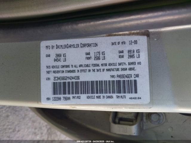 2000 CHRYSLER 300M 2C3HE66G2YH244336 Photo 8