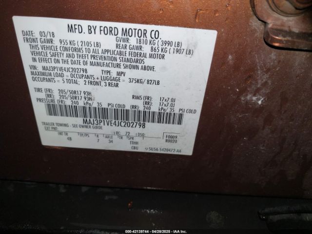2018 FORD ECOSPORT MAJ3P1VE4JC202798 Photo 8