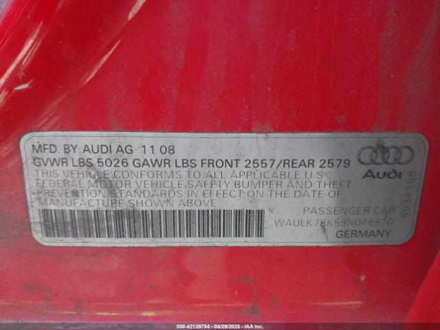 2009 AUDI A4 WAULK78K59N046670 Photo 8