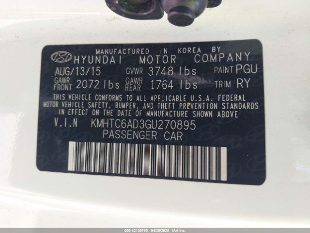 KMHTC6AD3GU270895 Hyundai Veloster