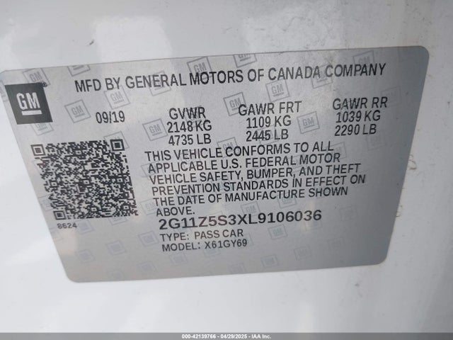 2G11Z5S3XL9106036 Chevrolet Impala Fwd Lt