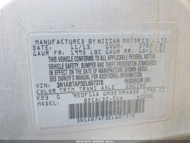 Nissan SENTRA SV 2014 3N1AB7AP3EL607378 Image 9