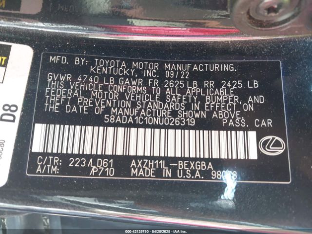 58ADA1C10NU026319 Lexus ES 300H