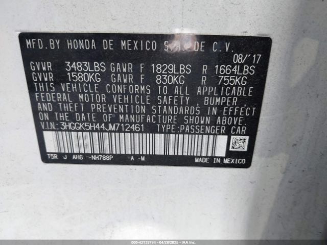 3HGGK5H44JM712461 Honda FIT LX
