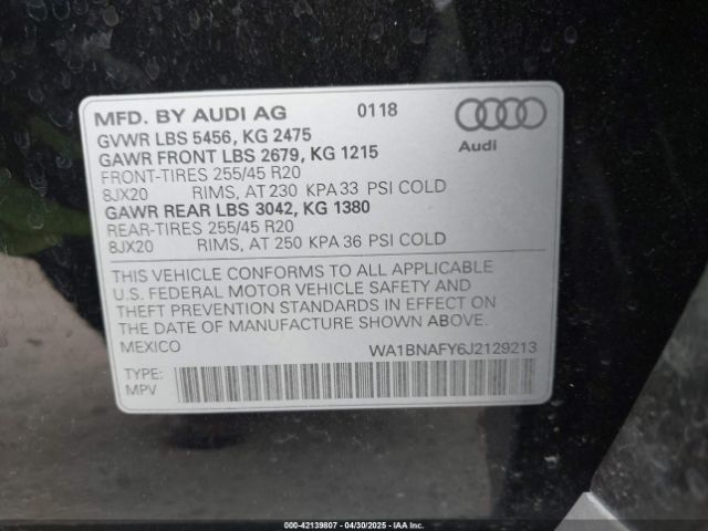 WA1BNAFY6J2129213 Audi Q5 2.0t Premium