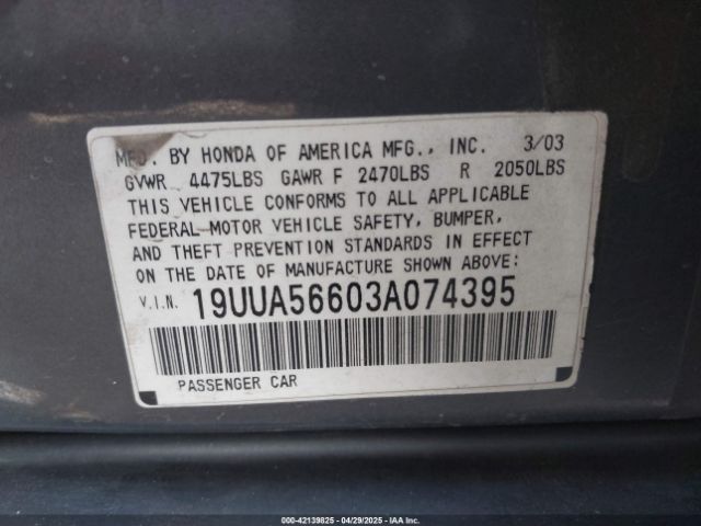 2003 ACURA TL 19UUA56603A074395 Photo 8