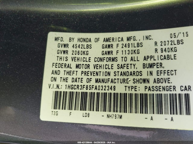 1HGCR3F85FA032349 Honda Accord Ex-l V-6