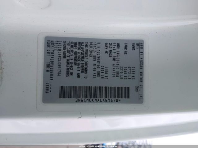 3N6CM0KNXLK691784 Nissan Nv200  Cargo S Xtronic Cvt