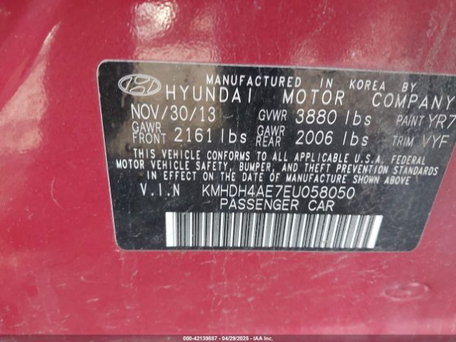 KMHDH4AE7EU058050 Hyundai ELANTRA SE