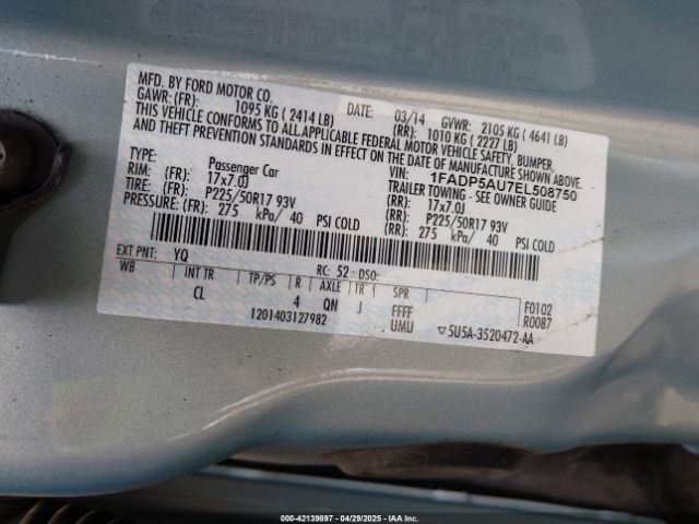 1FADP5AU7EL508750 Ford C-max Hybrid Se