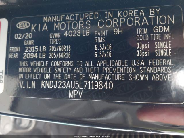 KNDJ23AU5L7119840 KIA SOUL LX