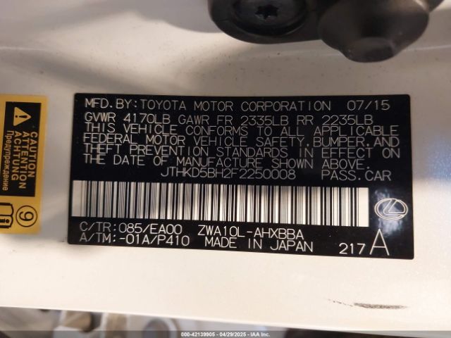 2015 LEXUS CT 200H JTHKD5BH2F2250008 Photo 8