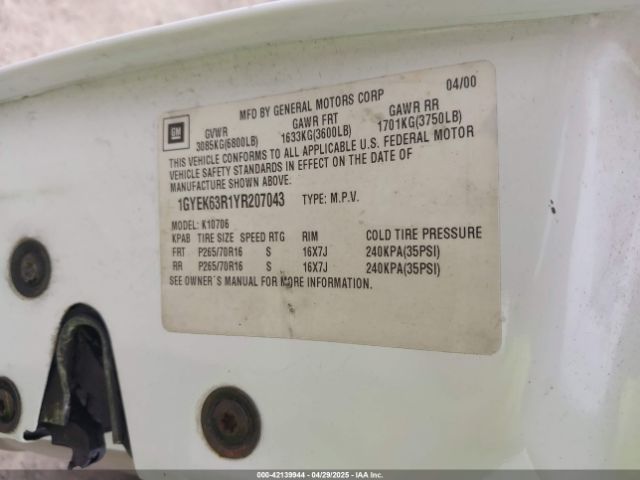 2000 CADILLAC ESCALADE 1GYEK63R1YR207043 Photo 8