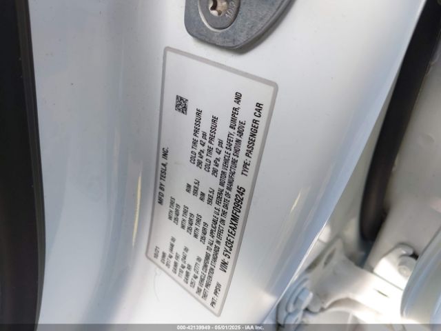 2021 TESLA MODEL 3 5YJ3E1EAXMF099245 Photo 8