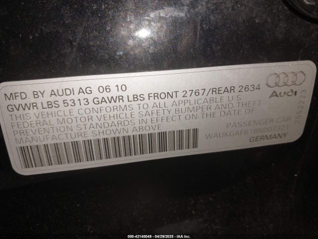 2011 AUDI A6 WAUKGAFB1BN007321 Photo 8