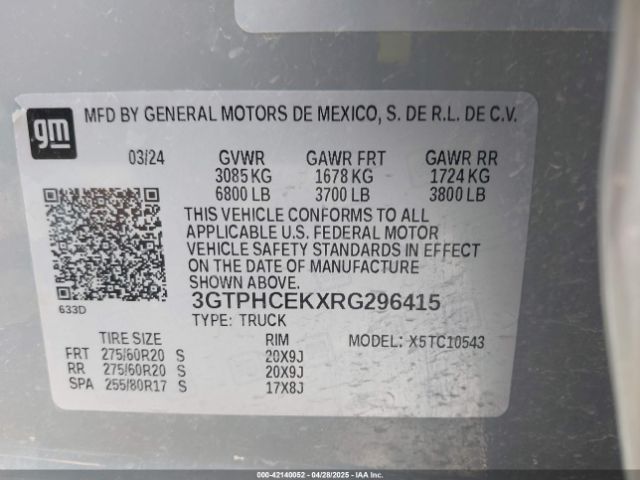 3GTPHCEKXRG296415 GMC Sierra 1500 2wd  Short Box Elevation