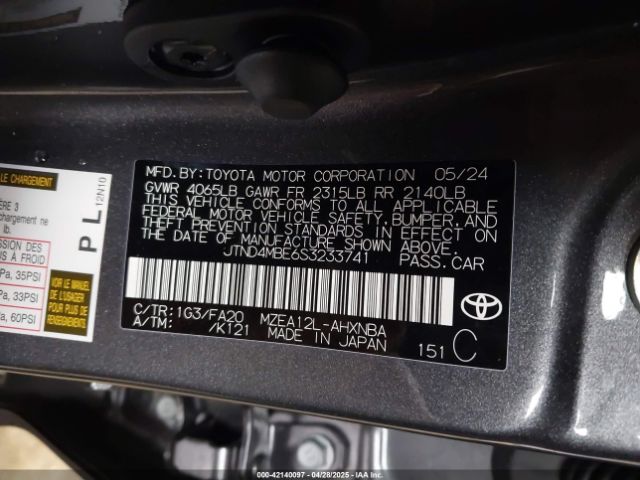 JTND4MBE6S3233741 Toyota COROLLA SE