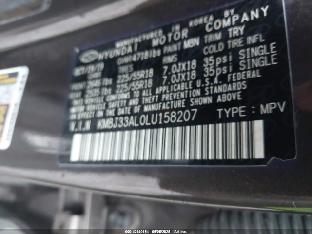 KM8J33AL0LU158207 Hyundai gdi theta ii