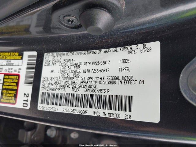 3TMCZ5AN6NM491351 Toyota 2gr-fks