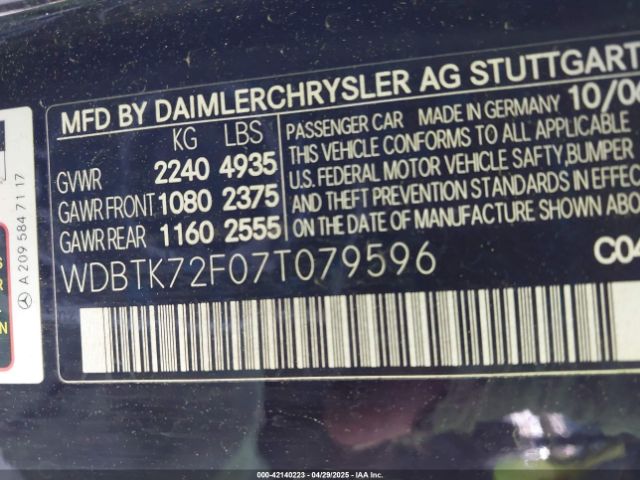 2007 MERCEDES-BENZ CLK 550 WDBTK72F07T079596 Photo 8